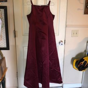 Empire waist burgundy gown